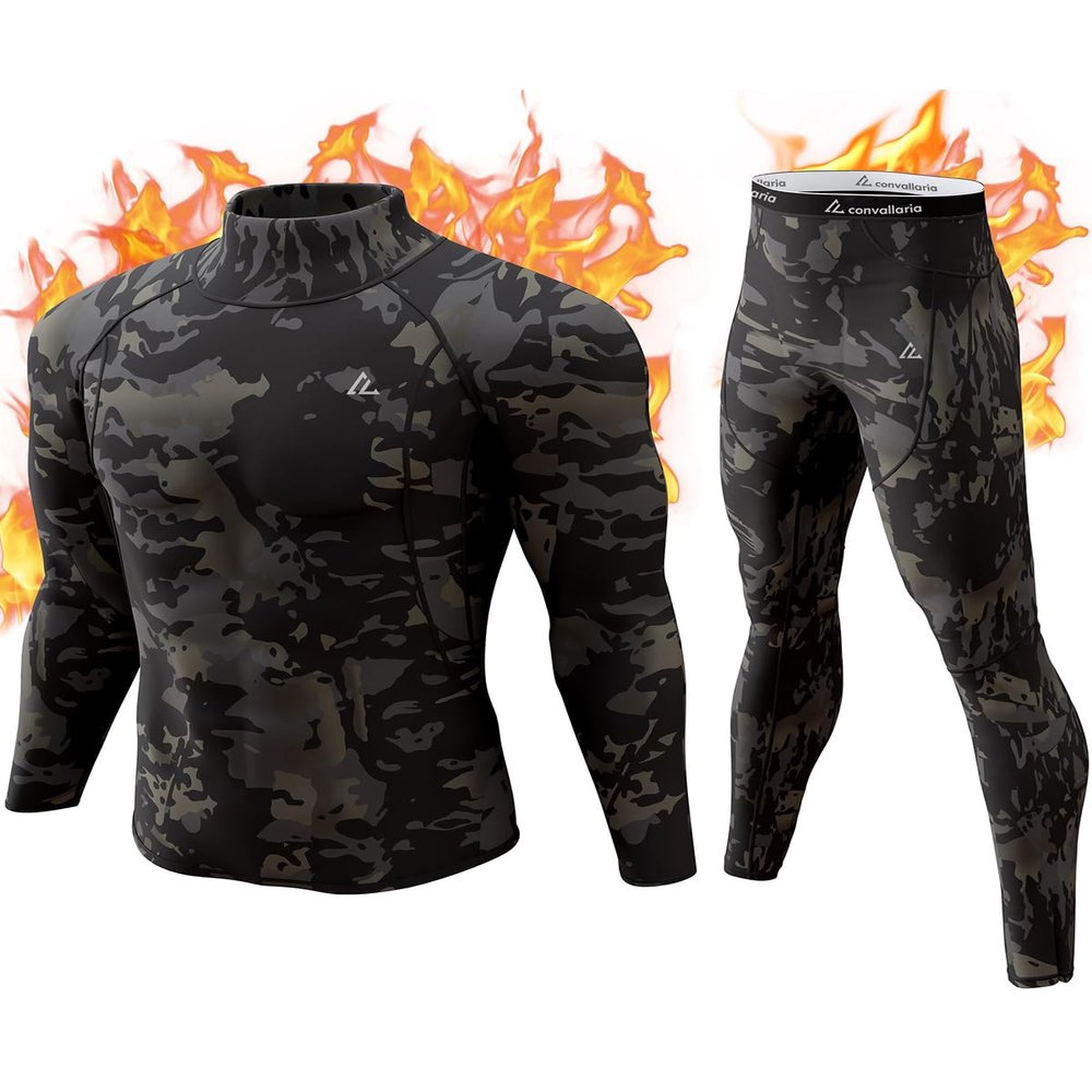 CL Thermal Underwear Long Johns for Men,Hunting Gear Sport Top and Bottom Set Winter Base Layer Long Underwear for Outdoor
