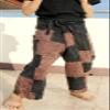 RaanPahMuang Thai Fisherman Shorts Boys/Girls, Loose Yoga, Pirate, Harem Pants, Natural Fabrics, Unisex Kimono Pants, 3 Years-4 Years, Thick StonewashMuang Cotton - Patch - Black with Brown view 2