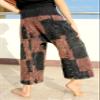 RaanPahMuang Thai Fisherman Shorts Boys/Girls, Loose Yoga, Pirate, Harem Pants, Natural Fabrics, Unisex Kimono Pants, 3 Years-4 Years, Thick StonewashMuang Cotton - Patch - Black with Brown view 4