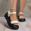 Flat Platform Sandals for Women Dressy,Open Toe Buckle Ankle Strap Espadrilles Flatform Wedge Casual Sandal view 1