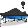 BOATPRO Waterproof Center Console Boat Cover 17-19ft, Heavy Duty 1300D Marine Grade Polyester Canvas 17 18 ft 19 Foot Boat Center Console Covers, Black view 1
