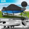 BOATPRO Waterproof Center Console Boat Cover 17-19ft, Heavy Duty 1300D Marine Grade Polyester Canvas 17 18 ft 19 Foot Boat Center Console Covers, Black view 3
