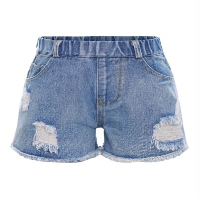 easyforever Kids Girls Ripped Denim Shorts Frayed Raw Hem Summer Shorty Shorts Elastic Waist Jean Shorts Blue 6-7 Years
