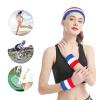 3pcs Striped Cotton Terry Cloth Sweatbands Set Stretchy Soft Headband & Wristbands Comfy Elastic Athletic Sports Band for Men Women Boys Girls, Running, Gym, Yoga, Working Out, Tennis view 2