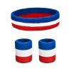3pcs Striped Cotton Terry Cloth Sweatbands Set Stretchy Soft Headband & Wristbands Comfy Elastic Athletic Sports Band for Men Women Boys Girls, Running, Gym, Yoga, Working Out, Tennis view 3