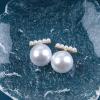 Erimberate Bohemian Pearl Bar Jacket Earrings Gold Horizontal Pearls Bar Earring Cluster Pearls Ear Jacket Earring Baroque Pearl Earrings Jewelry for Women view 3