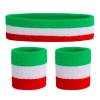 3pcs Striped Cotton Terry Cloth Sweatbands Set Stretchy Soft Headband & Wristbands Comfy Elastic Athletic Sports Band for Men Women Boys Girls, Running, Gym, Yoga, Working Out, Tennis view 3