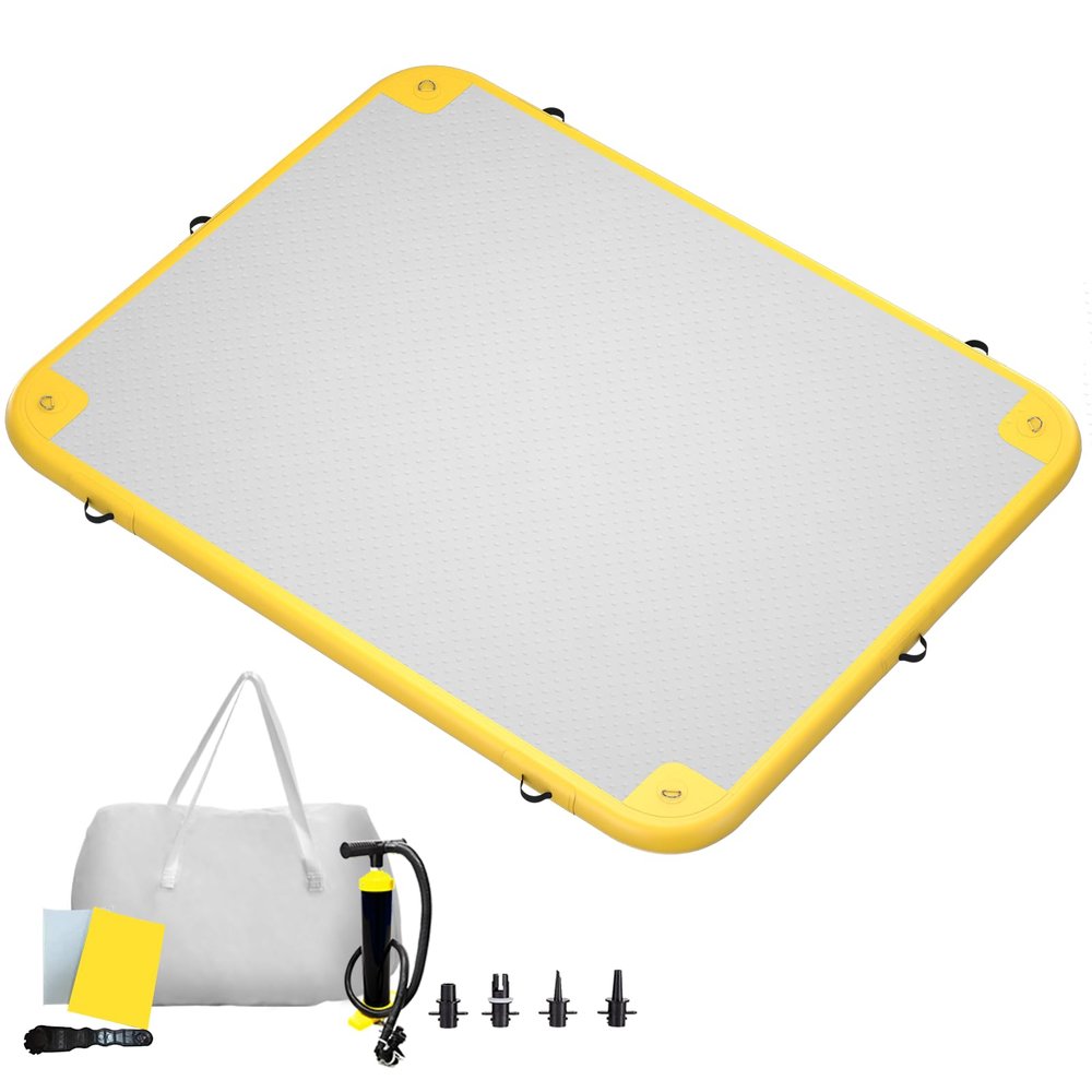 GONFLABLE Inflatable Floating Dock for Adult, 12x6ft Inflatable Swimming Water Platform Raft with Air Pump& Carry Bag, Floating Island Mat for Pool Lake Beach Ocean (Yellow, 12 x 6ft)