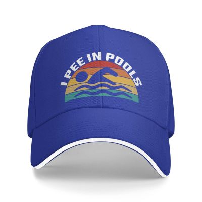 Pools Lovers Hat I Pee in Pools Hat for Men Baseball Caps Cool Caps Blue