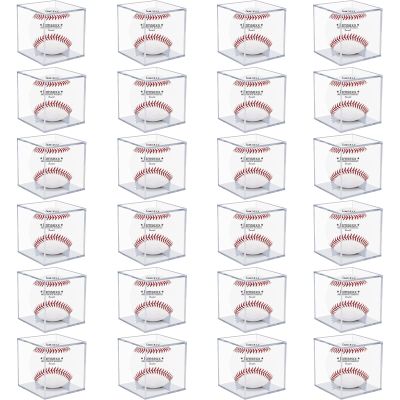 24 Pack Baseball Display Case, UV Protected Acrylic Boxes for Display,Clear Display Case Baseball Cube Memorabilia Showcase Autograph Ball Protector