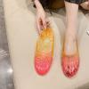 Womens Sandals Flat Beach Jelly Shoes Summer Trendy Close Toe Hollow Out Slip on Slides Dressy Casual Color Crystal Slipper Cute Outdoor Ladies Shoes Pink view 2