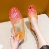 Womens Sandals Flat Beach Jelly Shoes Summer Trendy Close Toe Hollow Out Slip on Slides Dressy Casual Color Crystal Slipper Cute Outdoor Ladies Shoes Pink view 4