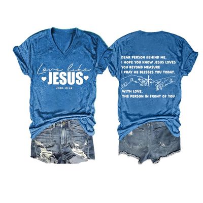 Be Kind The World is A Better Place with You Tshirt Love Like Jesus Tshirt On The Back Shirt Love Like Jesus Tshirt On The Back Casual Positive Saying Shirt V-Neck Tee Tops Bible Plus Size 4XL Blue