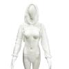 DRHOM Women's Short Sweatshirt Crop Top Mesh Fishnet Hollow Out Long Sleeve Pullover Hoodie Shirts (White, Medium) view 3