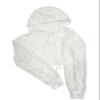 DRHOM Women's Short Sweatshirt Crop Top Mesh Fishnet Hollow Out Long Sleeve Pullover Hoodie Shirts (White, Medium) view 4