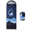 Axolotl Moon Stars Forest Cat Camping Lightweight Warm Portable Waterproof Sleeping Bag with Compression Sack for Backpacking Hiking, Blue, Adults view 1