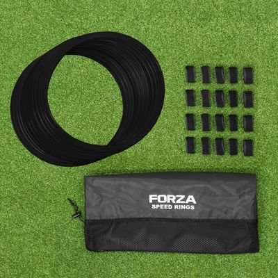 FORZA Agility Rings [Pack of 12] | Soccer Training Equipment | Multi-Sport Agility Ring Set | Speed Ladder Agility Hurdles | Football Training Equipment (Black)