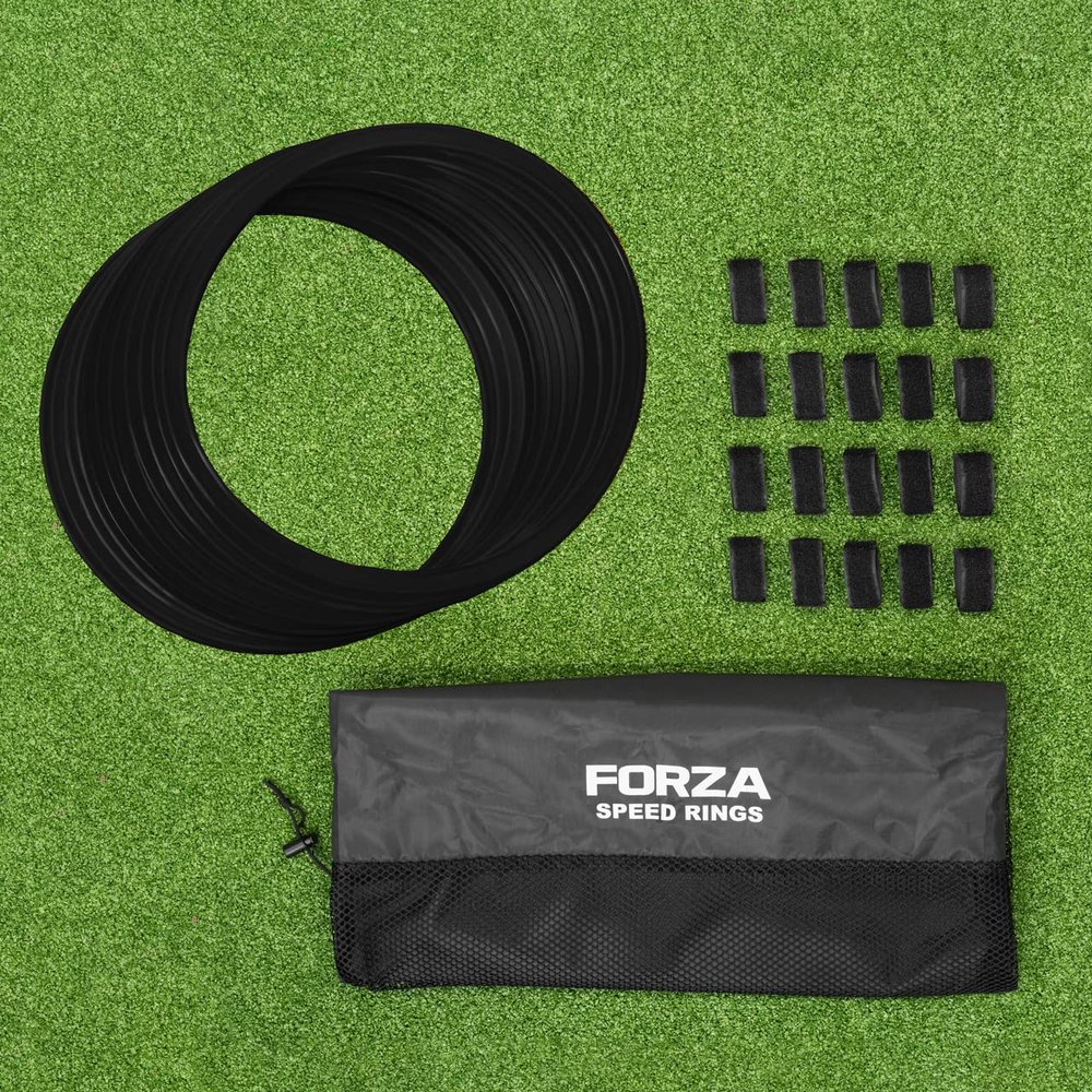 FORZA Agility Rings [Pack of 12] | Soccer Training Equipment | Multi-Sport Agility Ring Set | Speed Ladder Agility Hurdles | Football Training Equipment (Black)