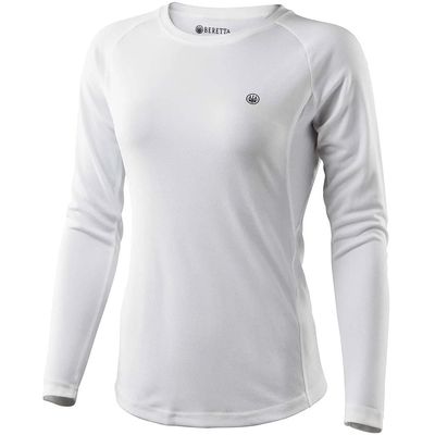 Beretta Women's Ciel Tech Outdoor Casual Performance Lightweight Breathable Quick-Drying Thermal Shooting Long Sleeve T-Shirt, White, Medium
