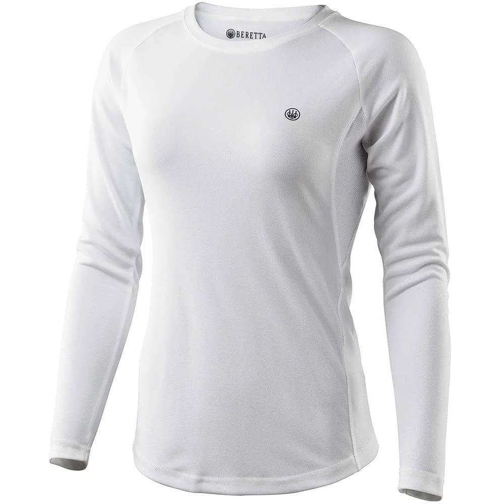 Beretta Women's Ciel Tech Outdoor Casual Performance Lightweight Breathable Quick-Drying Thermal Shooting Long Sleeve T-Shirt, White, Medium