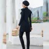 AWIBMK Burkini Swimsuits for Women Modest Muslim Swimwear Long Sleeve Ruffle Solid Color Full Cover Hijab Swim Top Pants Ladies Arabic Islamic Bathing Suit Swimming Beachwear A# Black S view 3