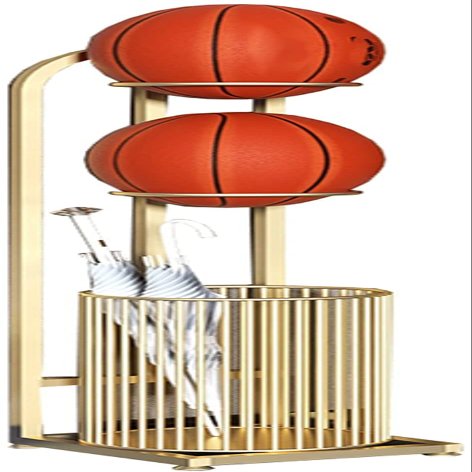 SEVEEZ Commercial Shelves Gold Basketball Racks for Balls/Umbrella/Tennis/Badminton Racket, Basketball Organizer Display Stand Equipment with Baskets (Size : 2 Tier)