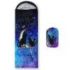 Axolotl Moon Cat Sleeping Bag for Kids Adult Boys Girls,3 Season Lightweight Warm Portable Outdoor Indoor,Waterproof Cold Weather Sleeping Bag with Compression Sack for Camping Backpacking Hiking,Blue view 1