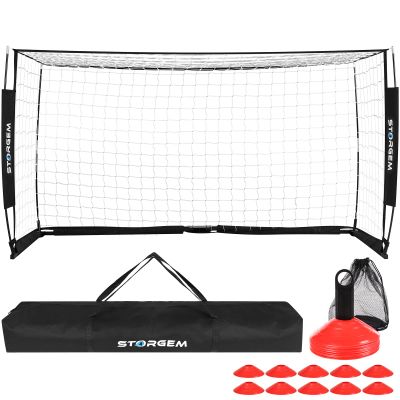 Storgem Soccer Goal,Soccer Net,Soccer Goals for Backyard,with Bow Frame,Collapsible Metal Base and 15 Training Cones (6x4Ft)