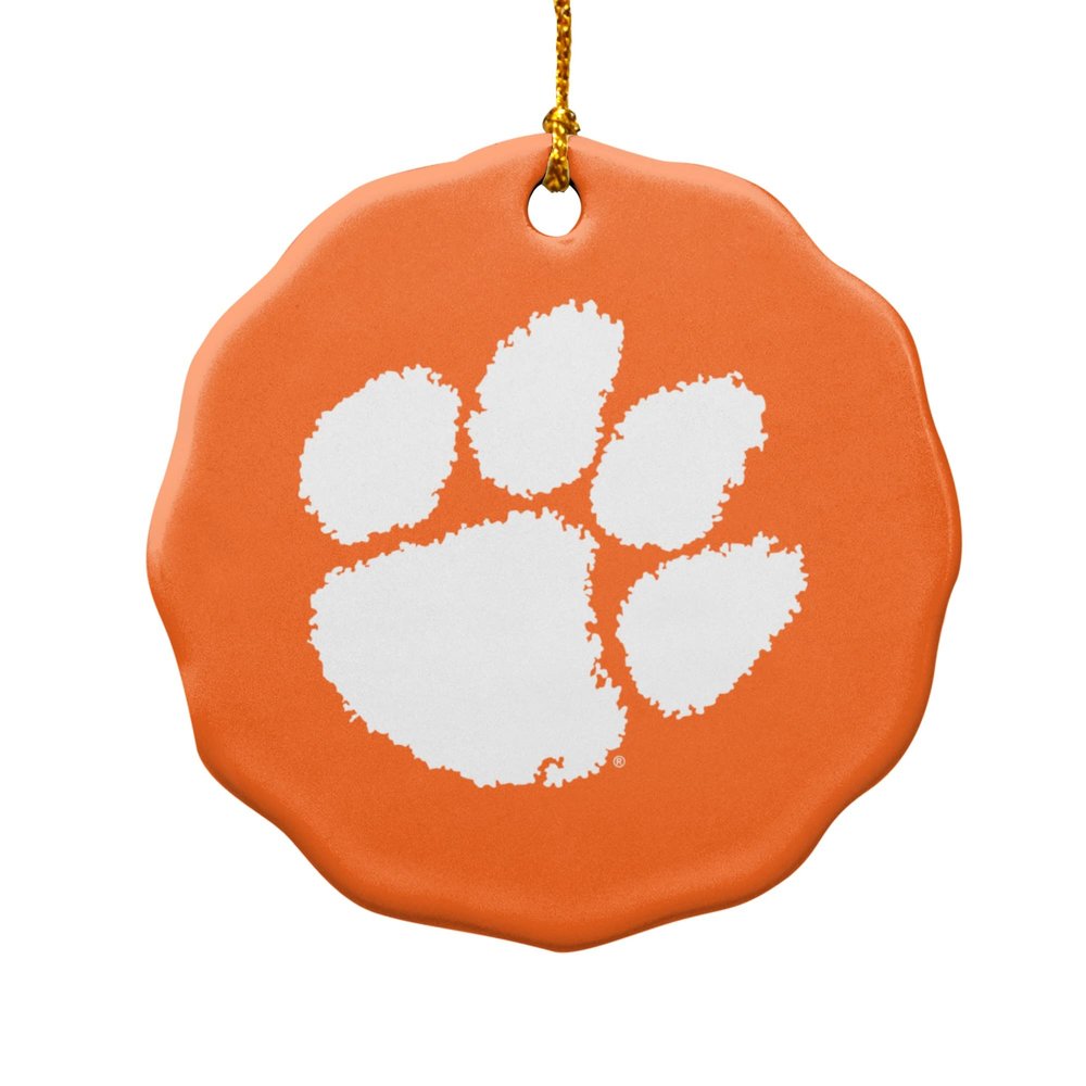 GRAPHICS & MORE Clemson University Primary Logo Porcelain Scalloped Holiday Christmas Tree Ornament - 2.8" (7.1 cm)