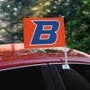 Boise State University Secondary Logo Car Truck Flag with Window Clip On Pole Holder - Right Passenger Side view 2