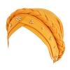 African Women Turban Cap Black Women Sequins Headscarf Twisted Braid Wrap Hat Cancer Muslim (Yellow #1, One Size) view 1