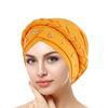 African Women Turban Cap Black Women Sequins Headscarf Twisted Braid Wrap Hat Cancer Muslim (Yellow #1, One Size) view 2