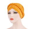 African Women Turban Cap Black Women Sequins Headscarf Twisted Braid Wrap Hat Cancer Muslim (Yellow #1, One Size) view 3