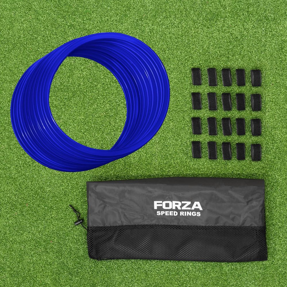 FORZA Agility Rings [Pack of 12] | Soccer Training Equipment | Multi-Sport Agility Ring Set | Speed Ladder Agility Hurdles | Football Training Equipment (Electric Blue)