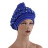 African Women Turban Cap Black Women Sequins Headscarf Twisted Braid Wrap Hat Cancer Muslim Headwrap (Blue #3, One Size) view 2