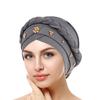 African Women Turban Cap Black Women Sequins Headscarf Twisted Braid Wrap Hat Cancer Muslim Headwrap (Grey #1, One Size) view 2