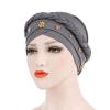 African Women Turban Cap Black Women Sequins Headscarf Twisted Braid Wrap Hat Cancer Muslim Headwrap (Grey #1, One Size) view 3