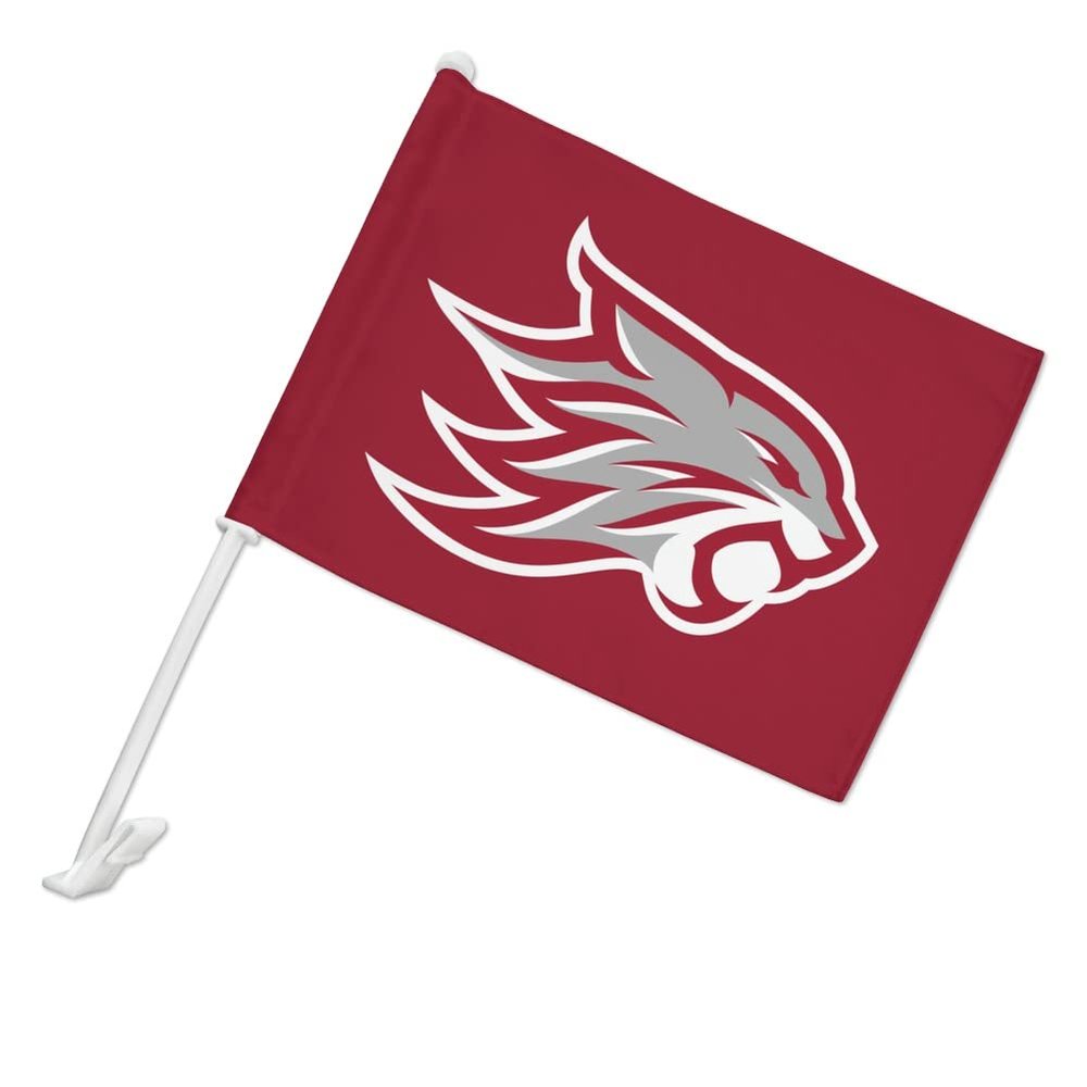 California State University Chico Primary Logo Car Truck Flag with Window Clip On Pole Holder - Left Driver Side