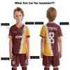 ORKY Kid Custom Soccer Jersey, Boy Personalize Name Futbol Shirt Short Set, Girl Tournament Match Uniform (Burgundy 110cm) view 4