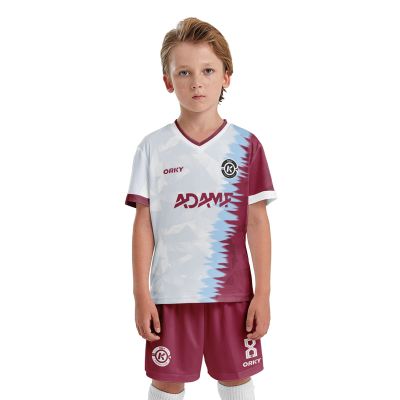 ORKY Kid Custom Soccer Jersey, Boy Personalize Name Futbol Shirt Short Set, Girl Tournament Match Uniform (White 110cm)