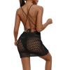 Awoscut Women's Summer Sexy Bodycon Knitted Cover Up Dress Crochet Hollow Out Swim Bodycon Beach Dresses Beachwear (02 Black, S) view 4