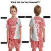 ORKY Kid Custom Soccer Jersey, Boy Personalize Name Futbol Shirt Short Set, Girl Tournament Match Uniform (Pink 100cm) view 4