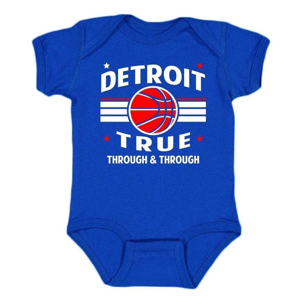 Detroit Retro Team Kid's Bodysuit for Basketball Fans (Royal, 6M)