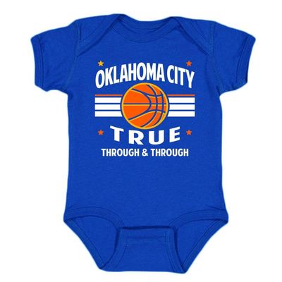 Oklahoma City Retro Team Kid's Bodysuit for Basketball Fans (Royal, 6M)
