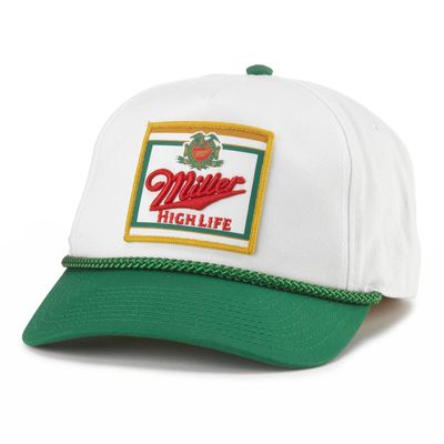AMERICAN NEEDLE Miller High Life Beer Roscoe Adjustable Snapback Baseball Hat (23008A-MHL-WHKL) White/Kelly Green