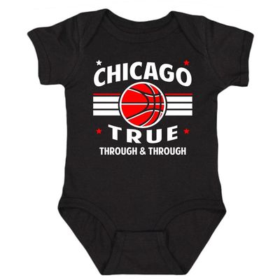 Xtreme Apparrel Chicago Retro Team Kid's Bodysuit for Basketball Fans (Black, 24M)