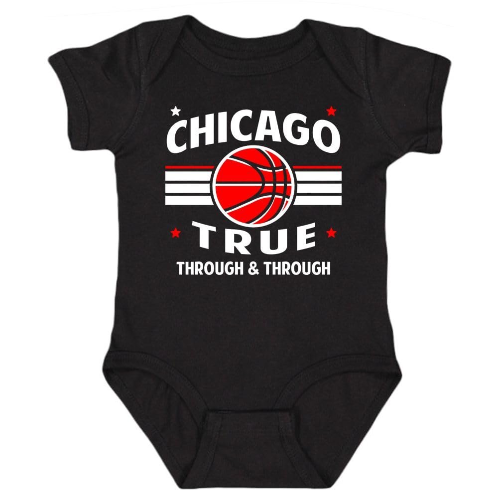 Xtreme Apparrel Chicago Retro Team Kid's Bodysuit for Basketball Fans (Black, 24M)