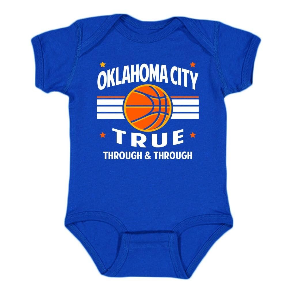 Oklahoma City Retro Team Kid's Bodysuit for Basketball Fans (Royal, 18M)