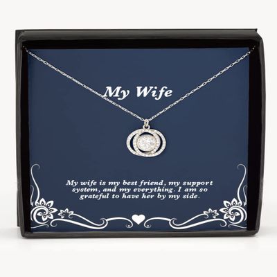 My Wife is My Best Friend, My Support System, and My Everything. I. Double Crystal Circle Necklace, Wife, Fancy Gifts for Wife, Gifts for Husband on Birthday, Gifts for Husband on Anniversary, Unique