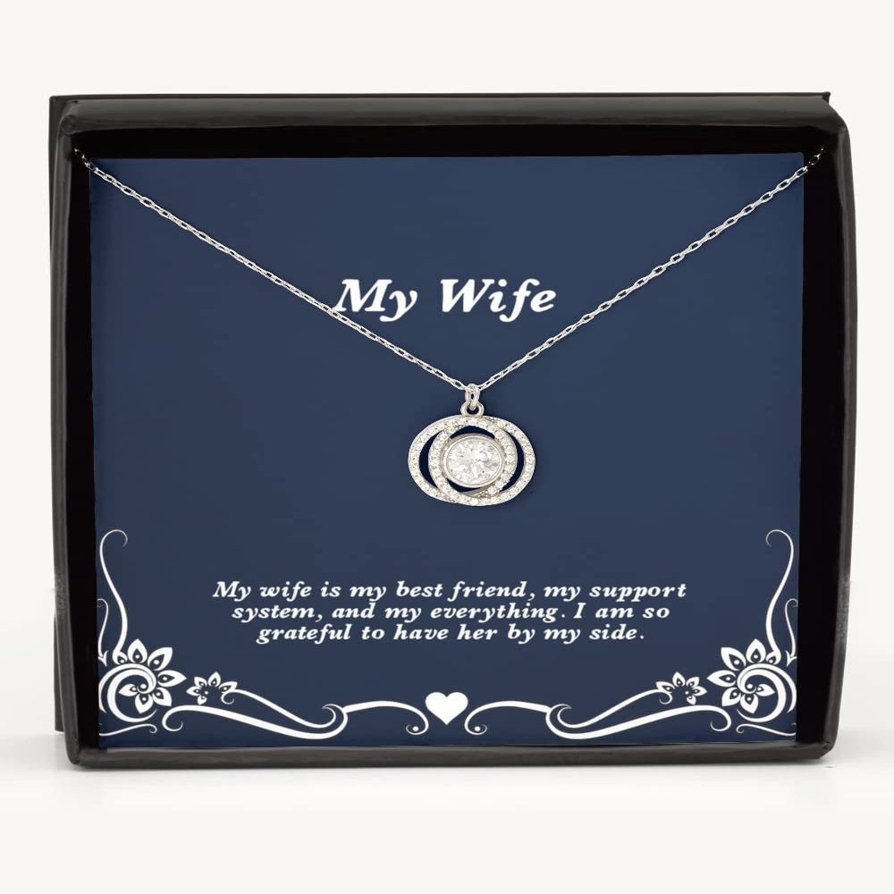 My Wife is My Best Friend, My Support System, and My Everything. I. Double Crystal Circle Necklace, Wife, Fancy Gifts for Wife, Gifts for Husband on Birthday, Gifts for Husband on Anniversary, Unique